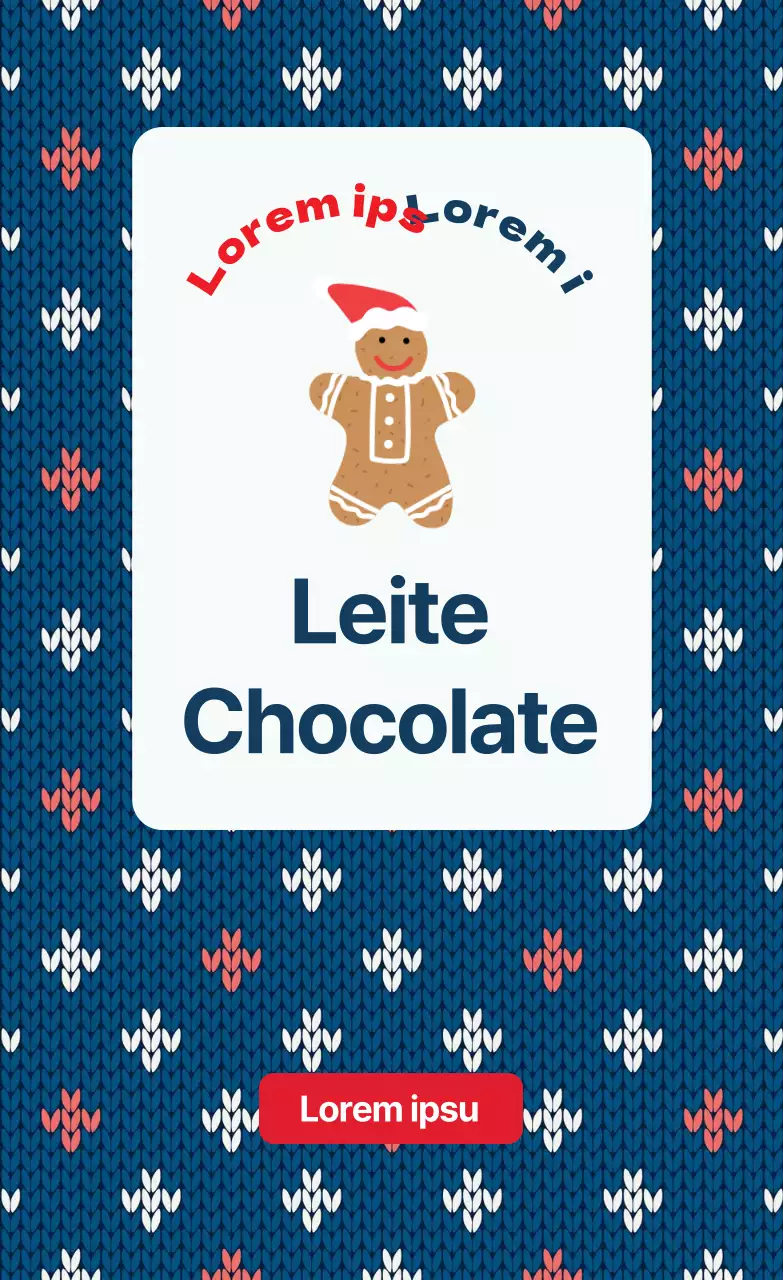 Rótulo de embalagem de chocolate de Natal com padrão de malha azul e vermelho