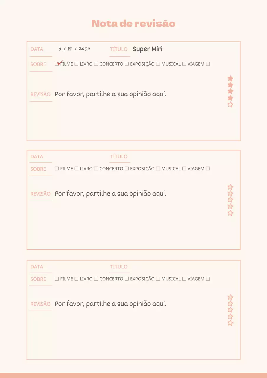 Diário de aprendizagem em pastel Documentação de notas de revisão