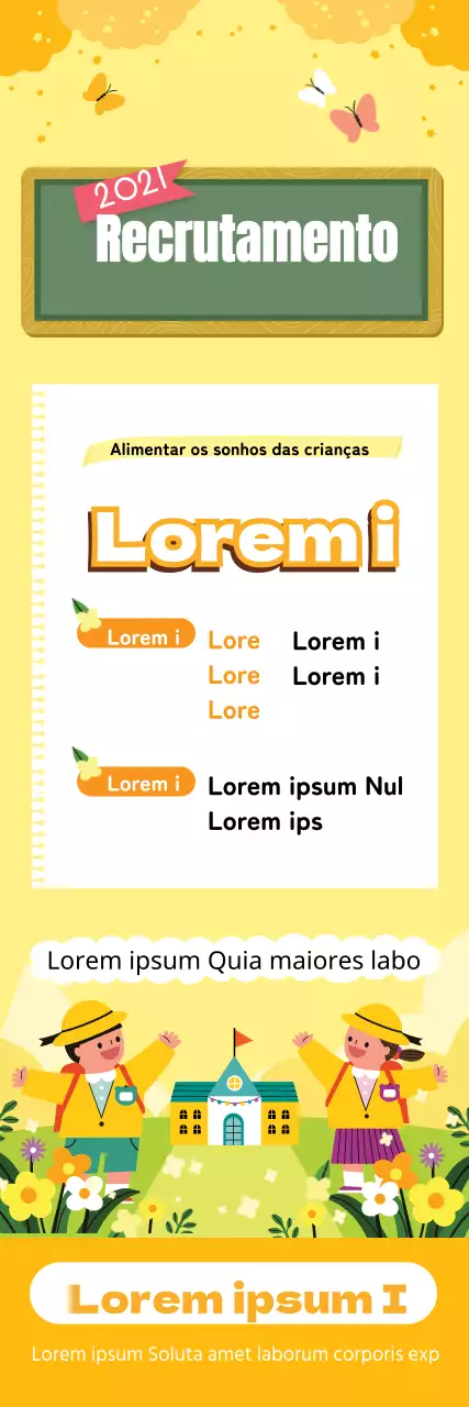 Ilustração amarela promoção de recrutamento pré-escolar para o jardim de infância