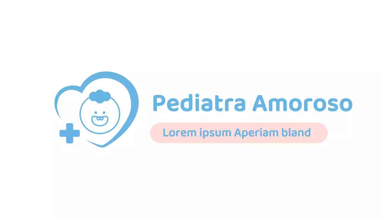 Hospital pediátrico simples com ilustração de criança azul clara e cor-de-rosa