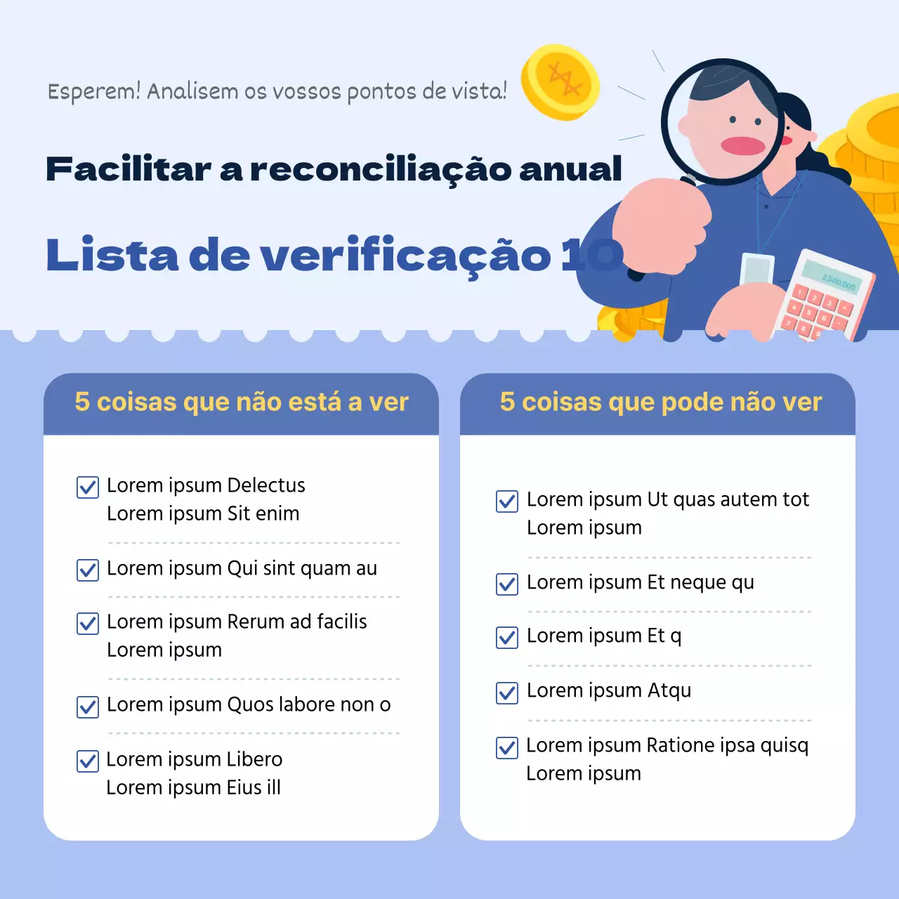 Lista de controlo fiscal de fim de ano ilustrada em azul