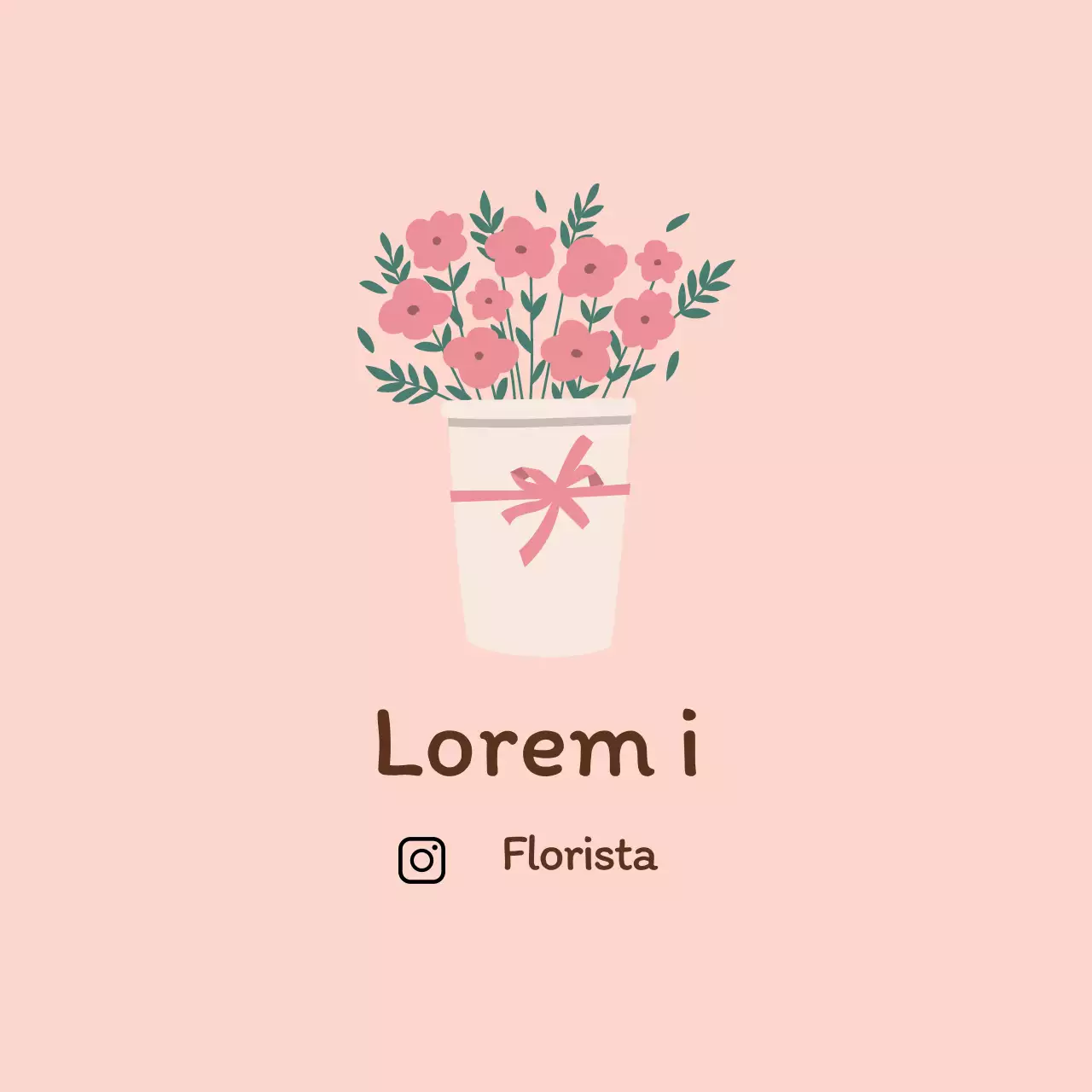 Etiqueta promocional de florista com ilustração cor-de-rosa