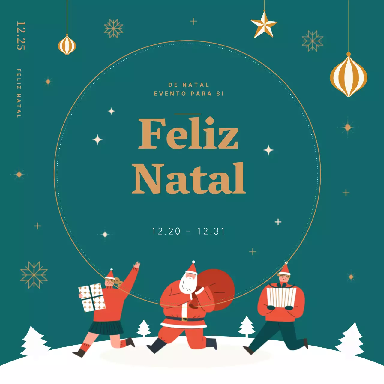 Faixa de Natal do Pai Natal em verde e amarelo