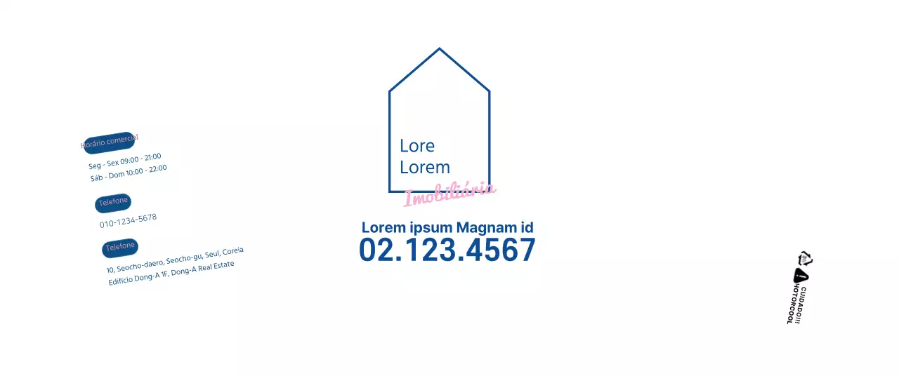Conceito simples em branco e azul-marinho para apresentar e promover a sua propriedade