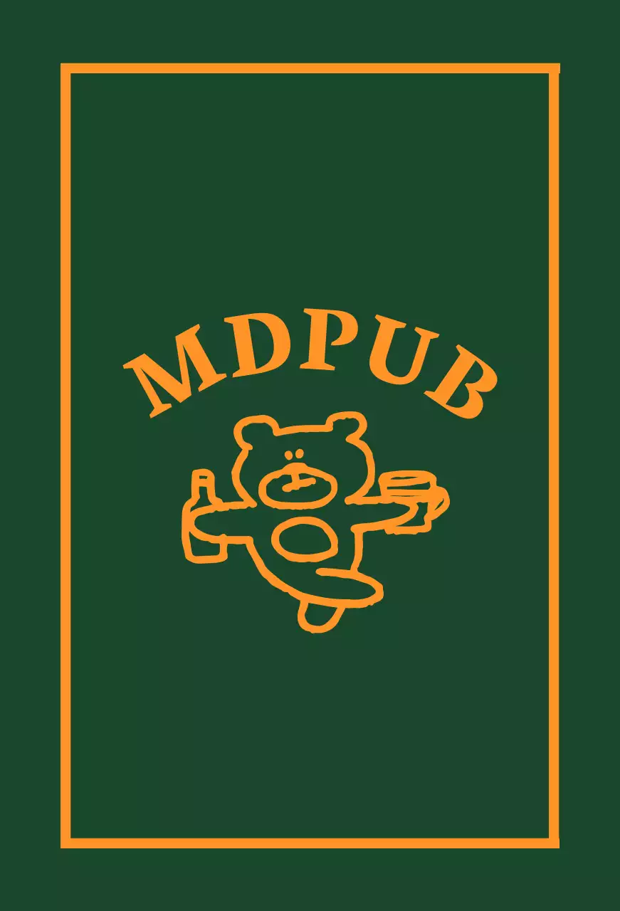 Faixa de pub verde com um rebordo amarelo com um ursinho de peluche a segurar uma garrafa de bebida