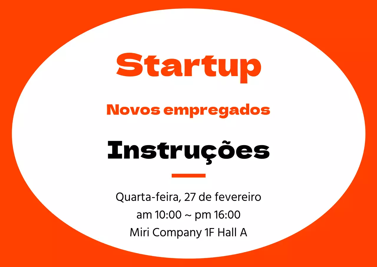 Estilo de moldura simples em laranja e preto para informações de orientação de novos funcionários