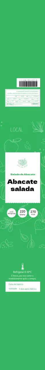 Rótulo alimentar da salada verde limpa