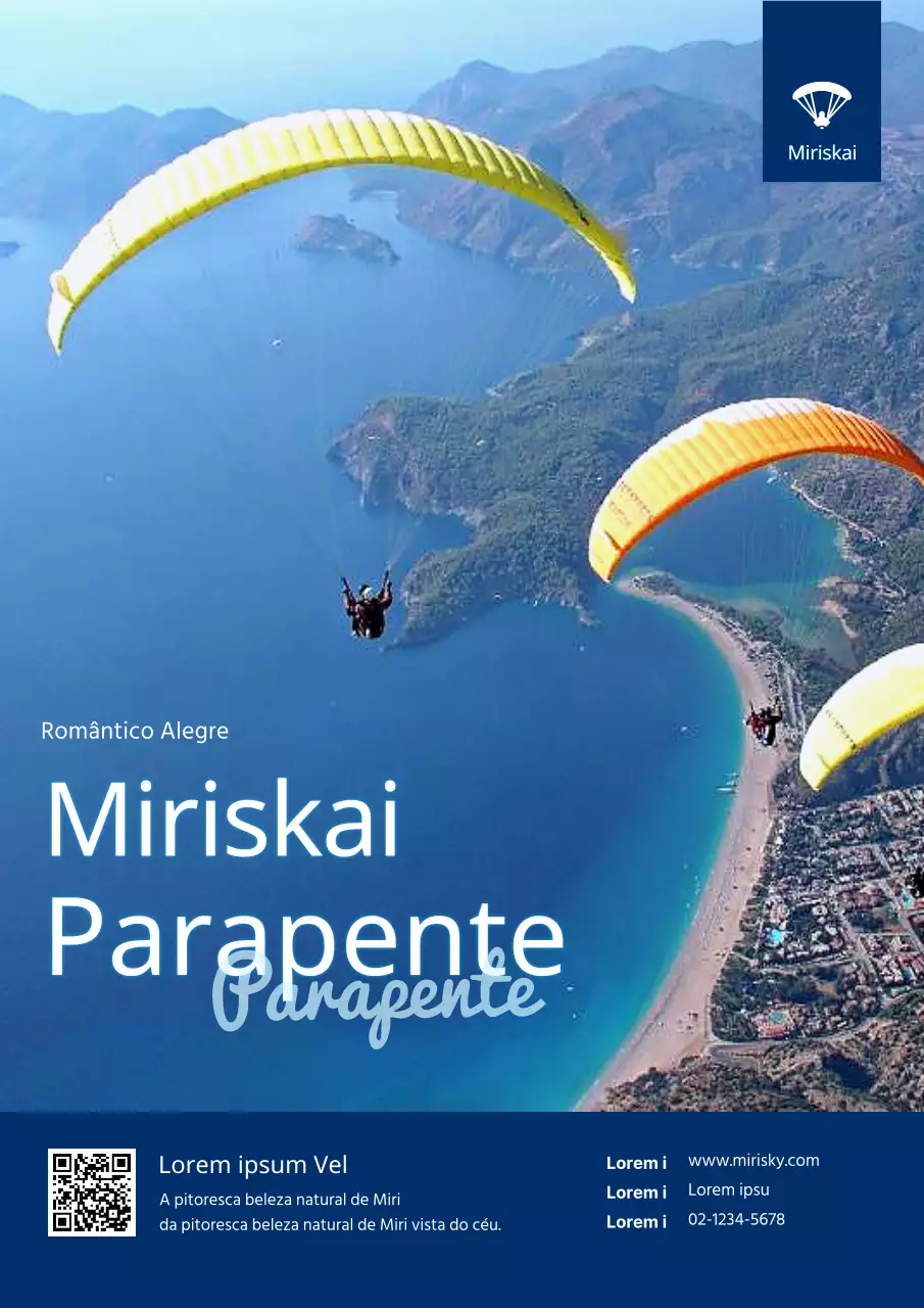 Cartaz de parapente azul-marinho de lazer desportivo