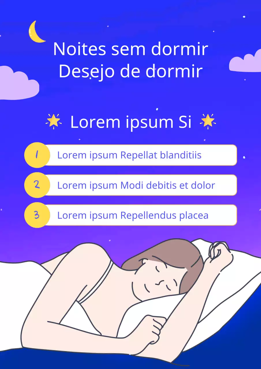         * Fundo azul noite tropical fresca de uma pessoa que dorme bem promovendo dicas para superar a insónia
