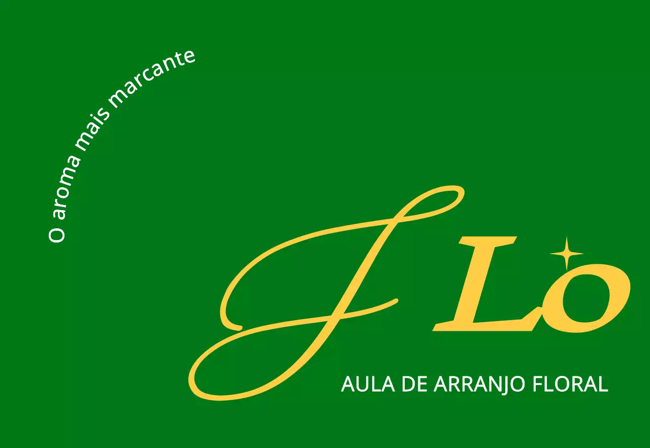 Texto simples em verde e amarelo para promover uma loja de flores