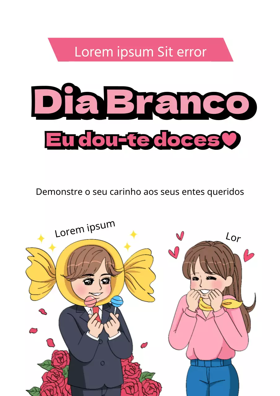Folheto de evento do Dia Branco em branco e cor-de-rosa