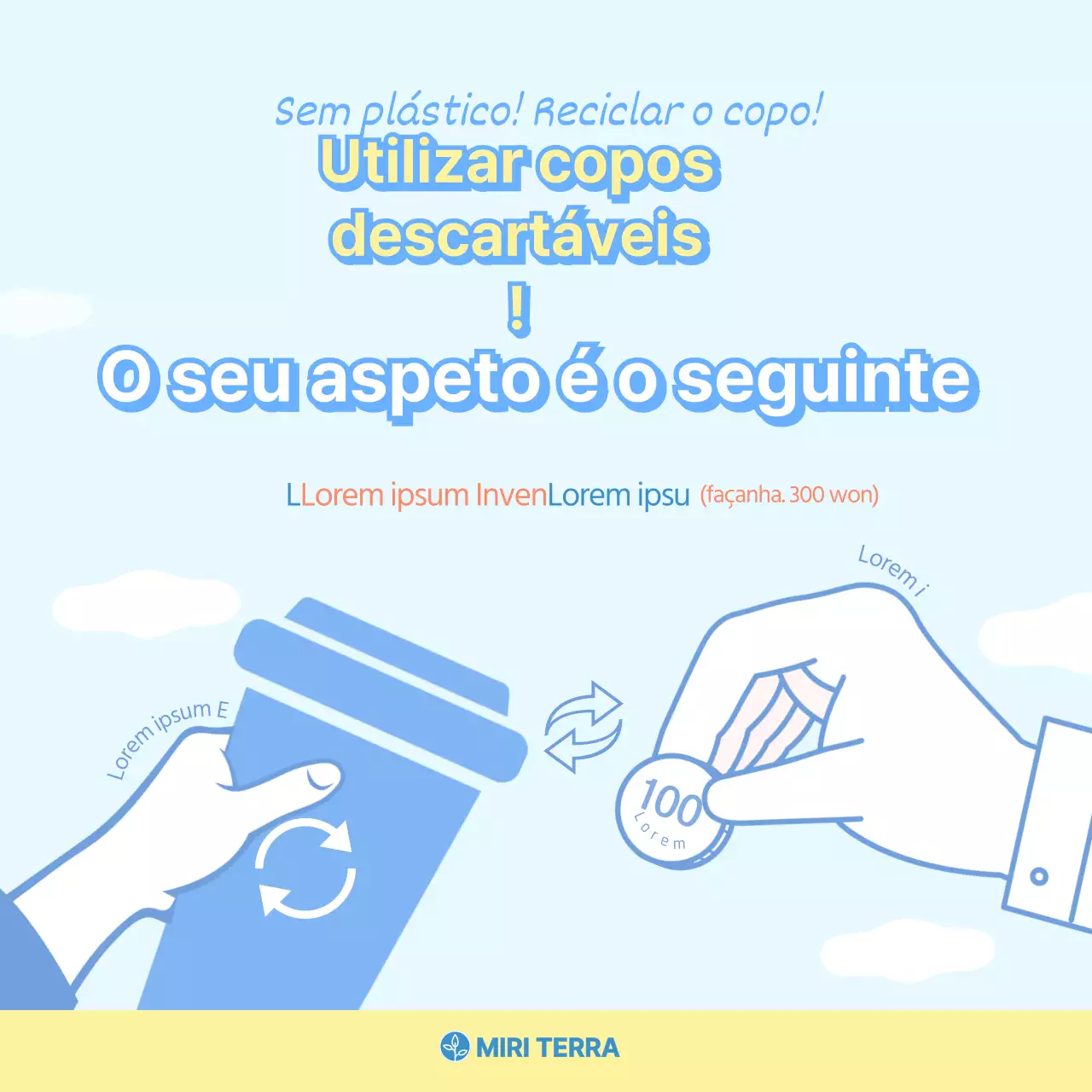 Copos descartáveis simples em azul claro e amarelo vivoFornecido por CardNews
