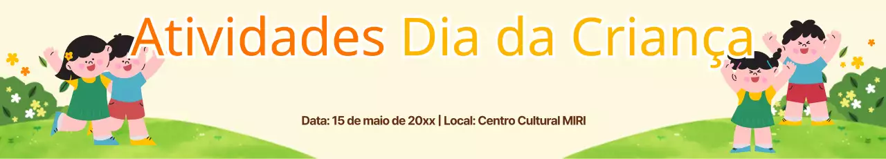 Crianças num campo sobre um fundo amarelo