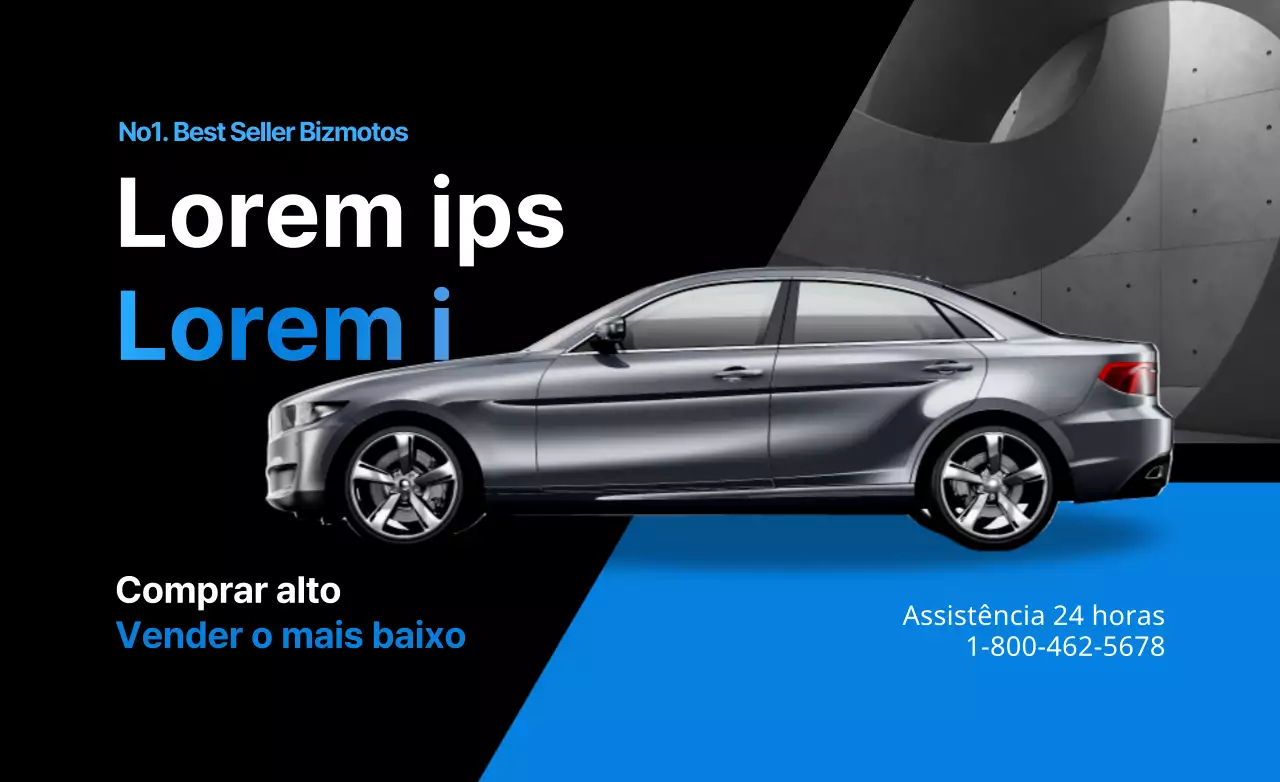 Concebido para promover a venda de um automóvel usado em azul elegante.