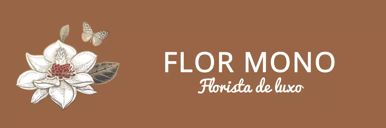 Ilustração emocional de uma flor e borboleta pretas, estilo de logótipo para a equipa de floristas e experiências
