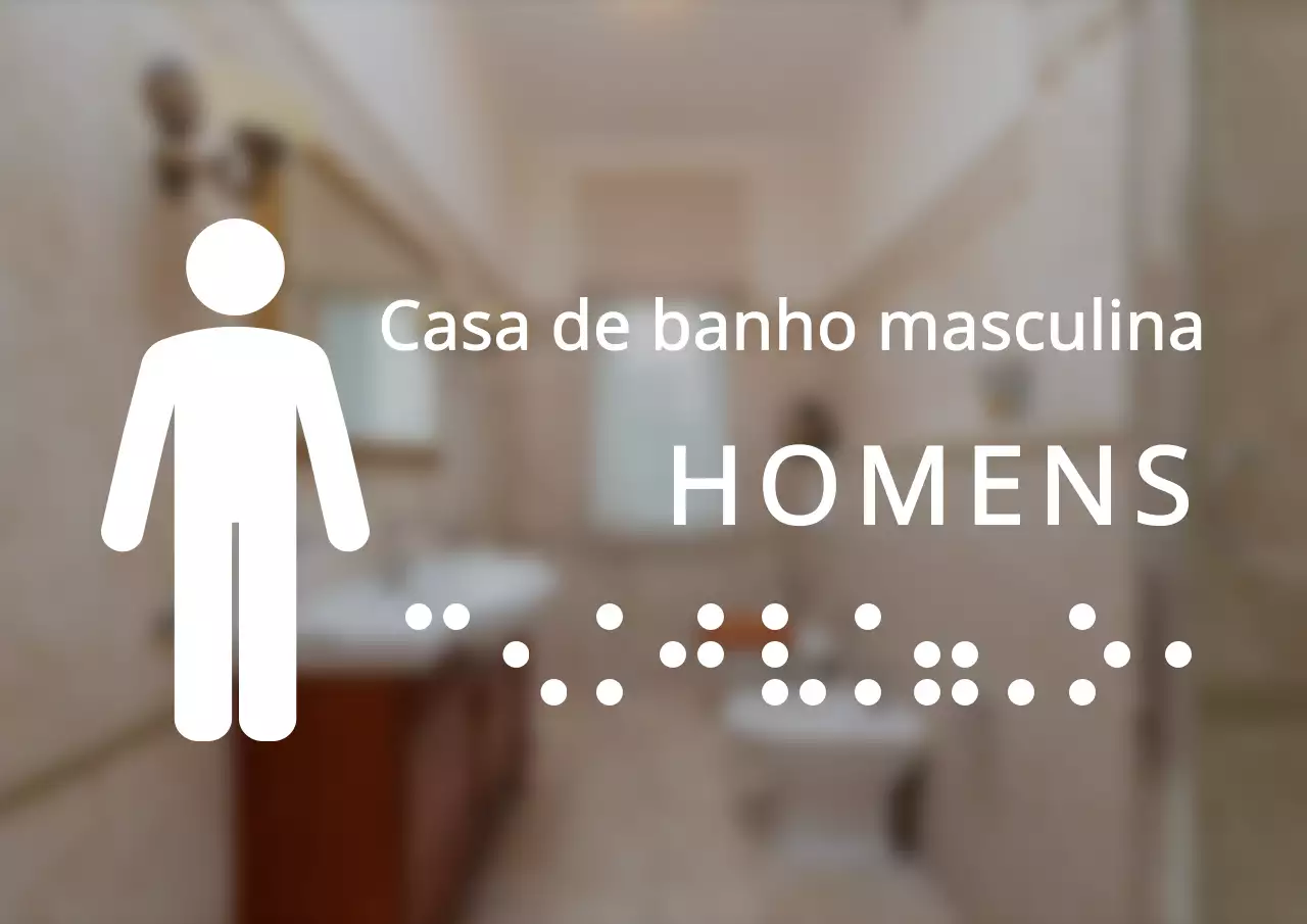 Sinalética para a casa de banho dos homens em braille com um estilo limpo