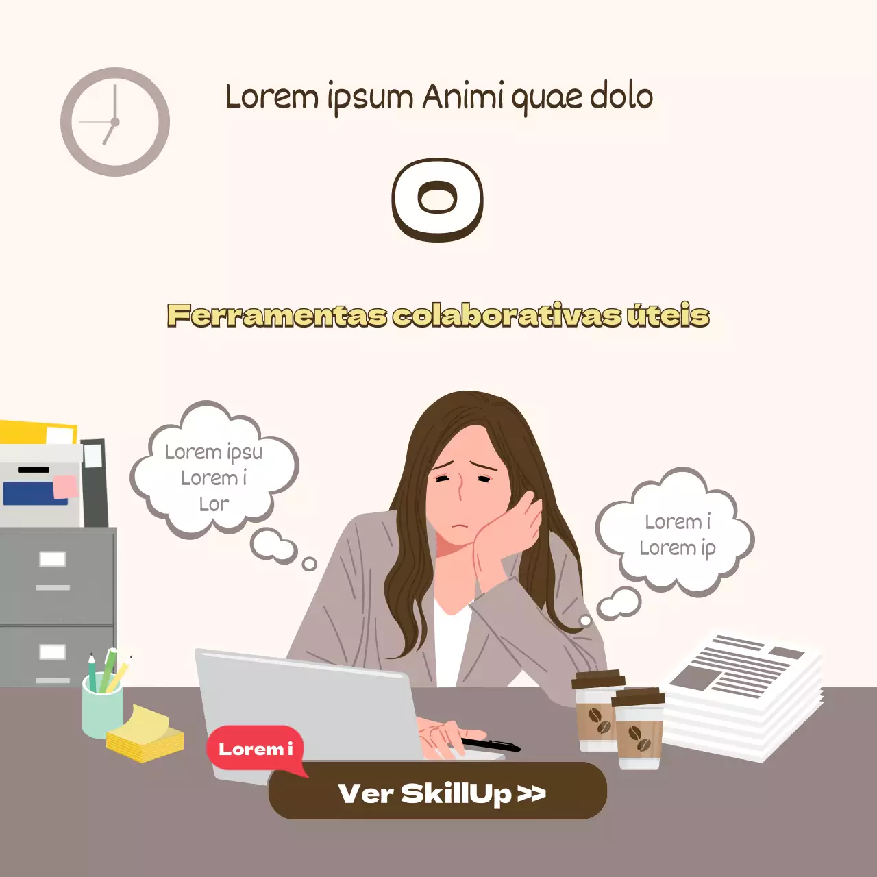 Ilustrações beges para promover lições de competências para a vida no local de trabalho