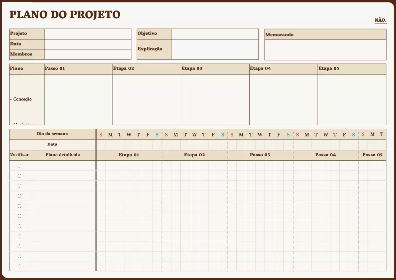 Agenda de projectos elegante em amarelo e castanho