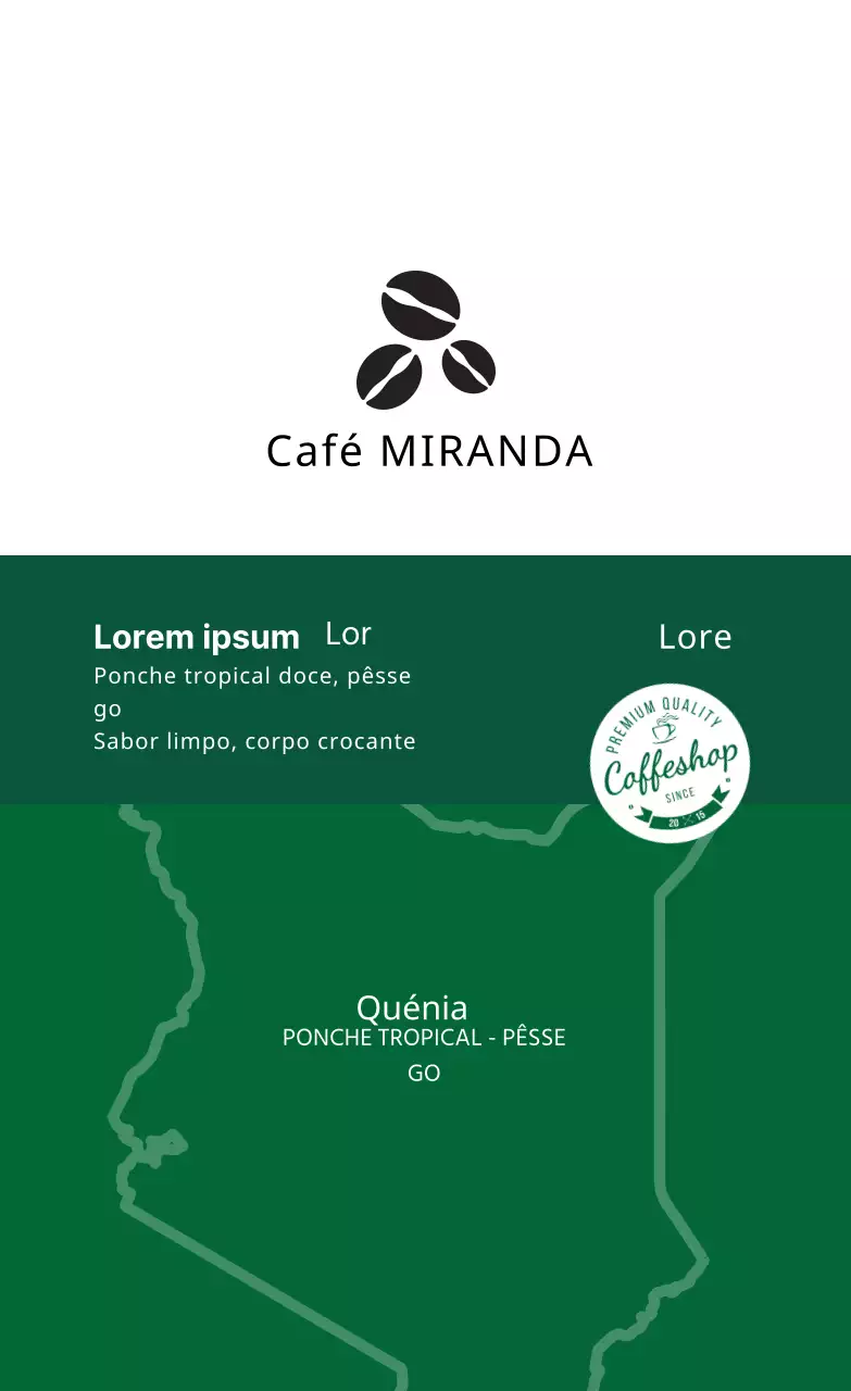Ilustração verde de um rótulo de café em grão