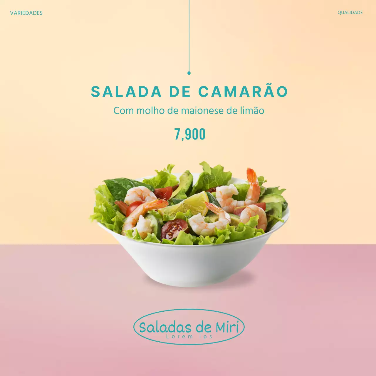 Quadrado de salada simples cor-de-rosa