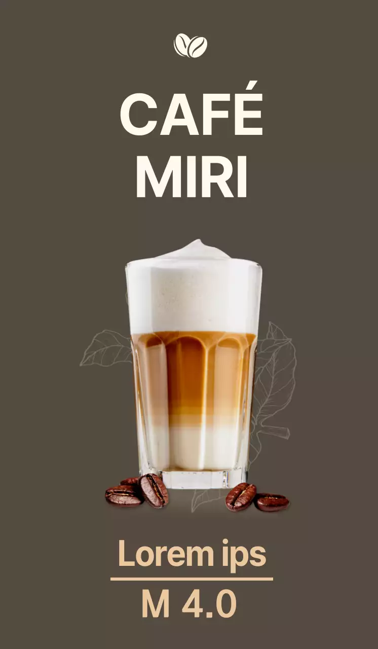 Promover um menu de café com um toque cinzento, ilustrado e emocional