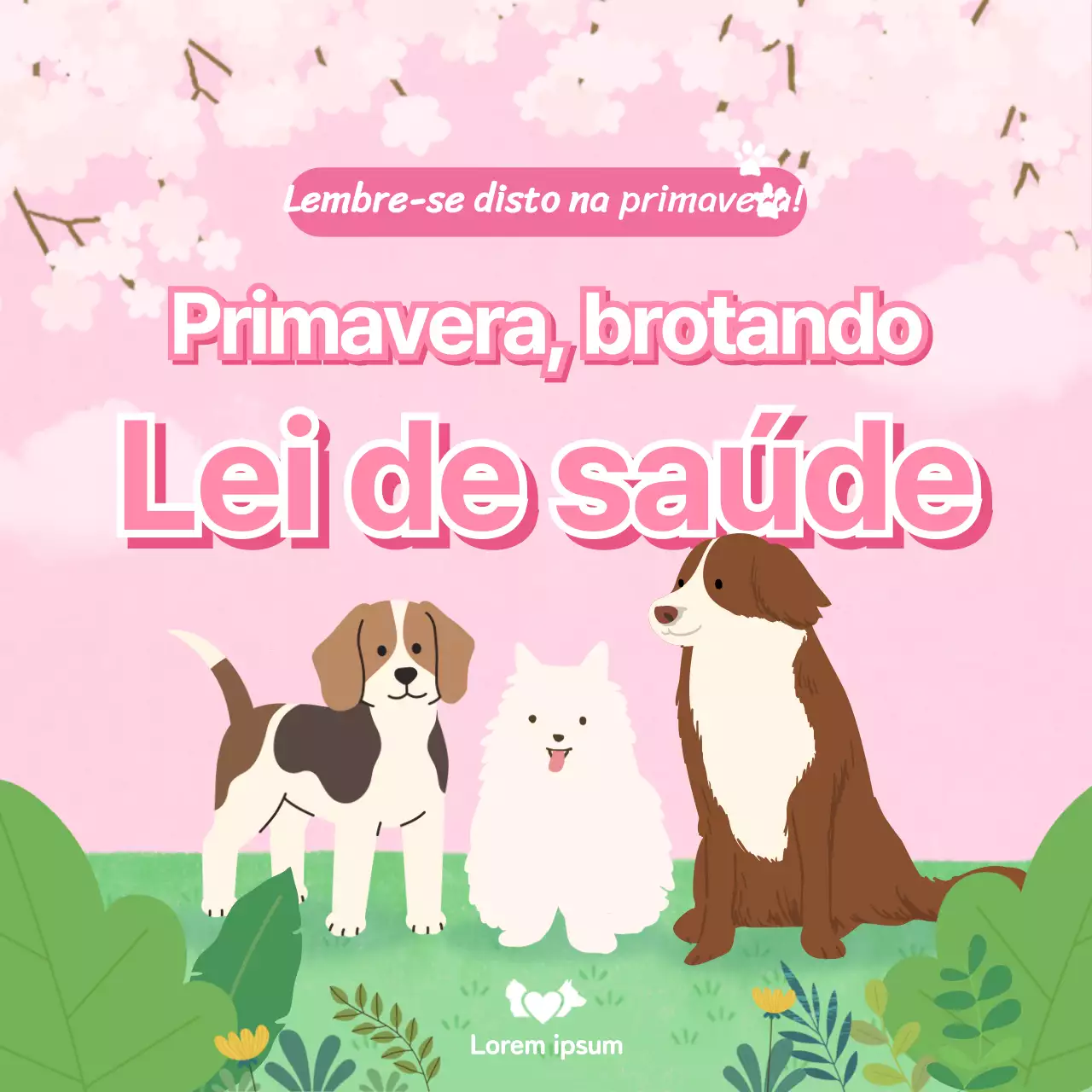 Um cachorrinho giro com um fundo primaveril e conselhos de saúde CardNews