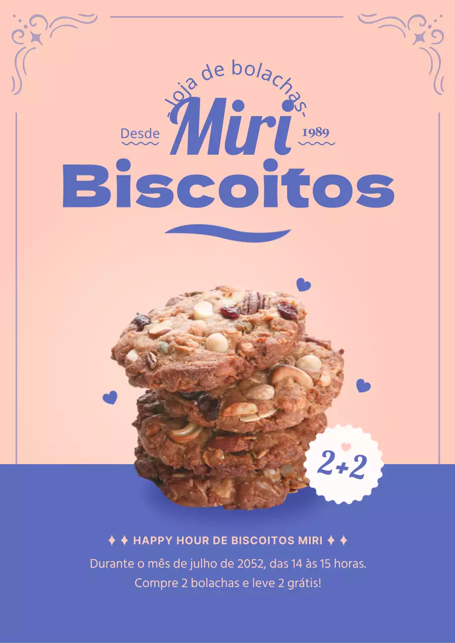 Evento Happy Hour 2+2 da loja de bolachas Pink and Blue