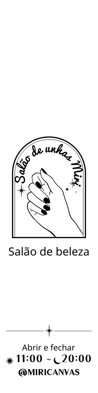 Promoção com uma ilustração de uma loja de nail art de luxo, em preto