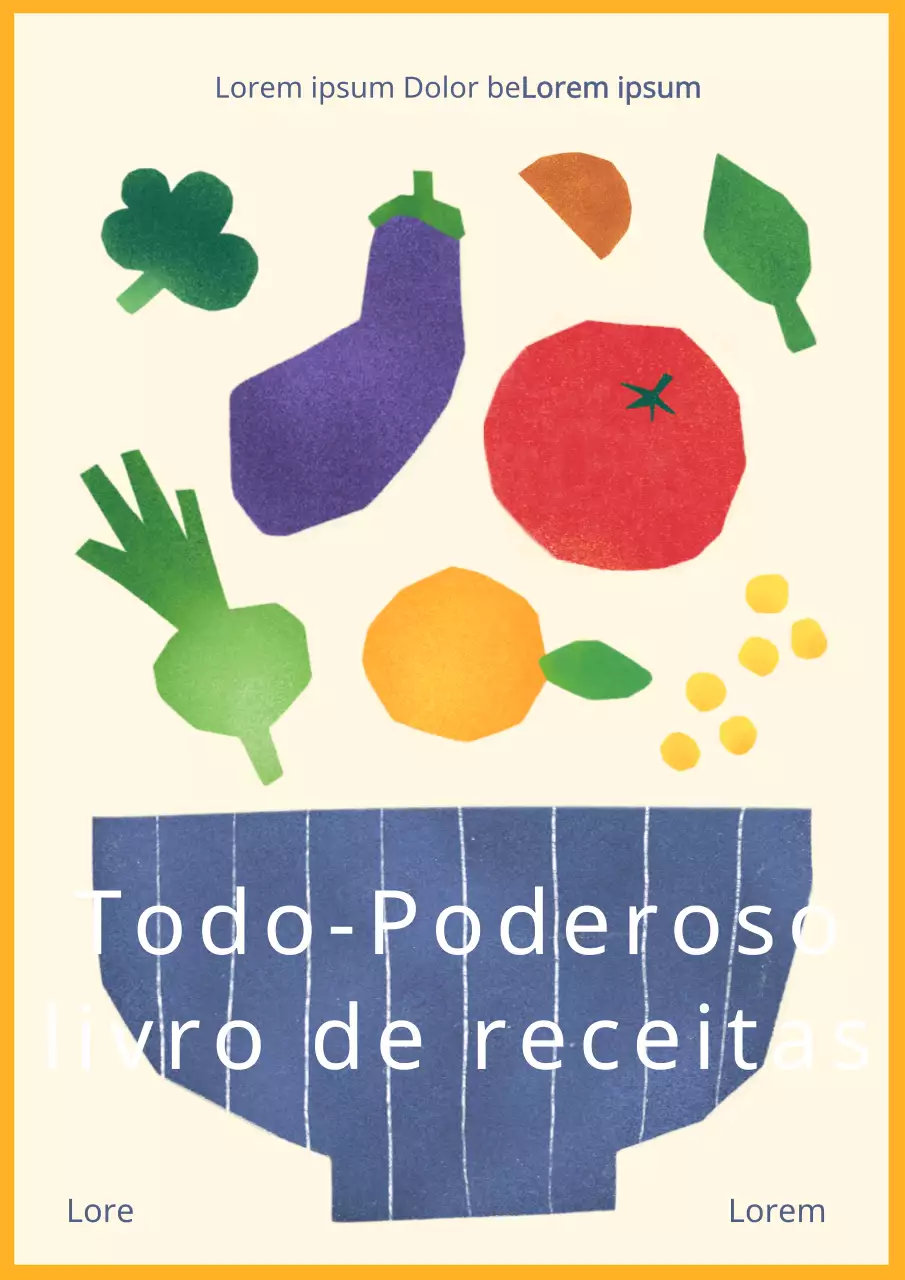 Ilustrações de legumes com tema amarelo-marfim para uma receita versátil
