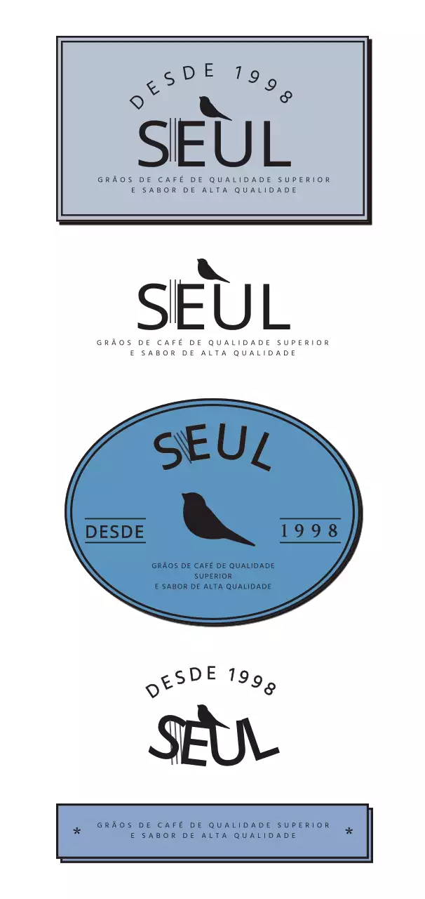 Um estilo azul, emocional e semelhante a um logótipo para promover um café