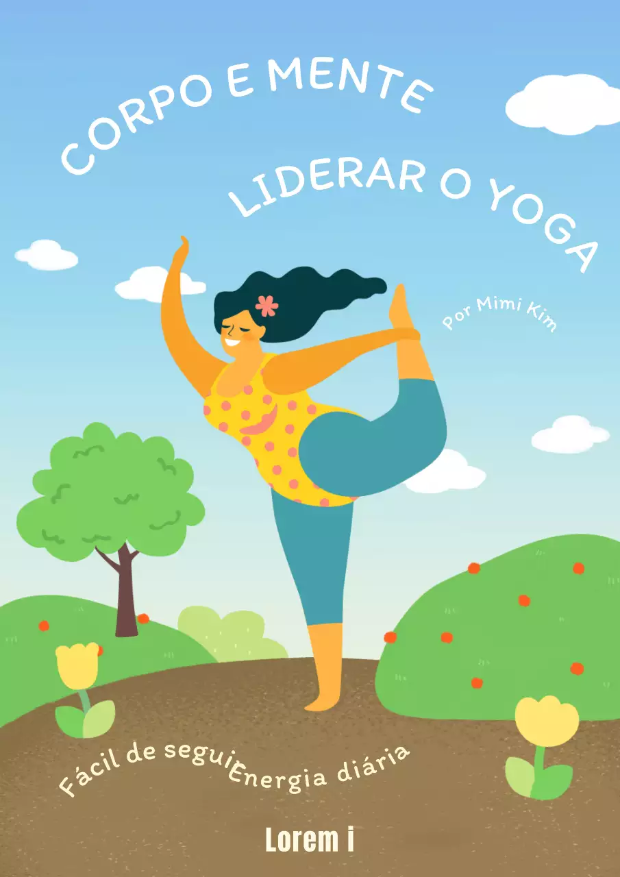Capa do livro de introdução ao ioga com ilustrações de personagens cómicas