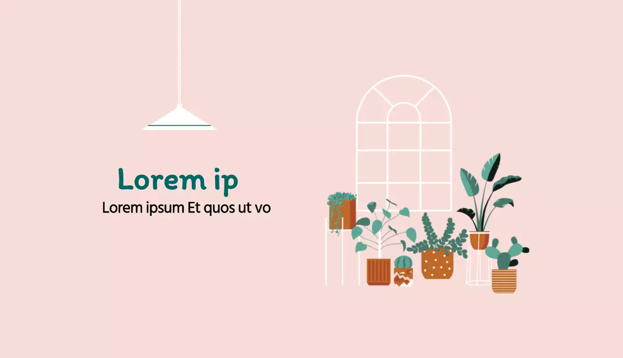 Ilustração cor-de-rosa de um jardim botânico interior