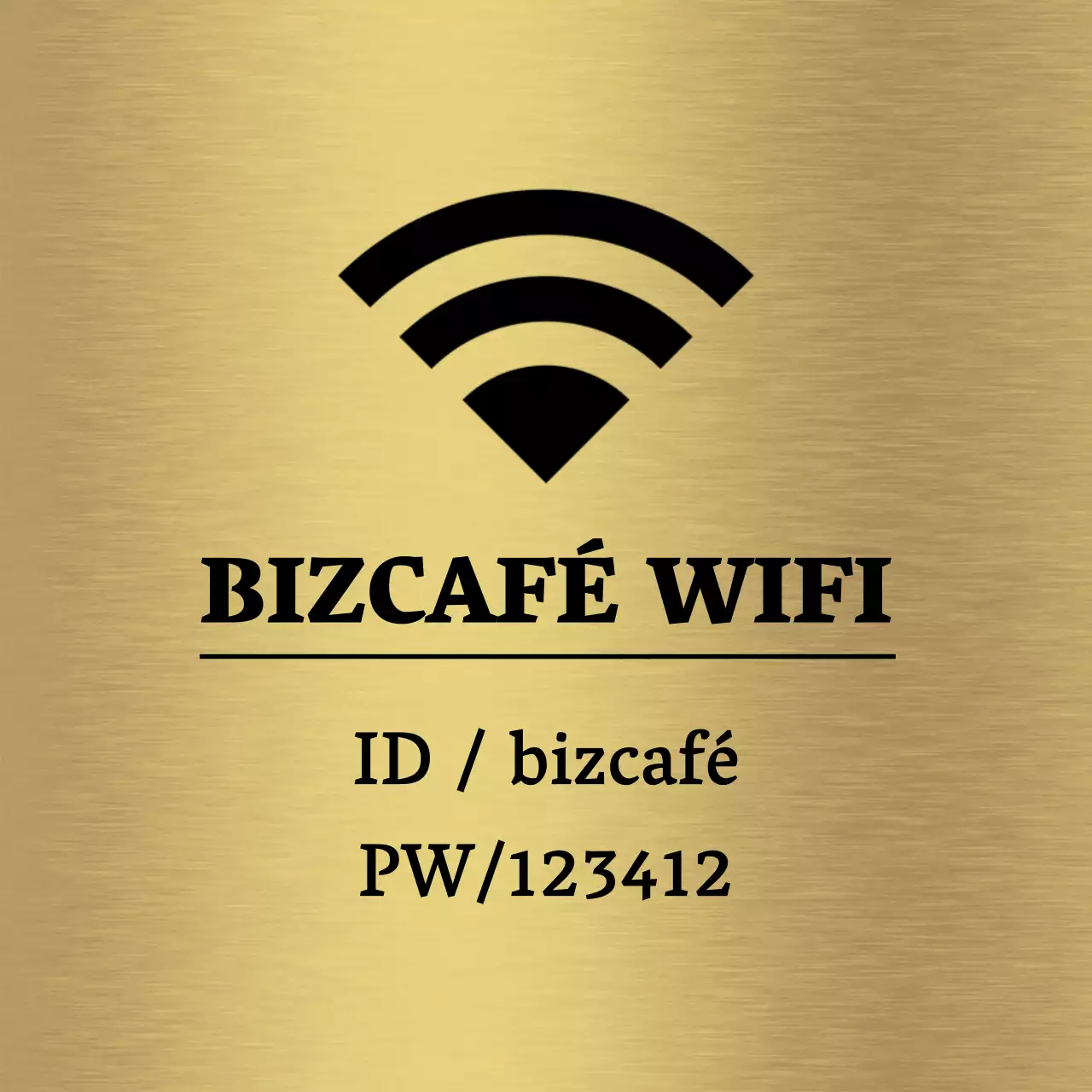 Sinalética simples com informações Wi-Fi sobre a localização da loja a preto e ícones simples