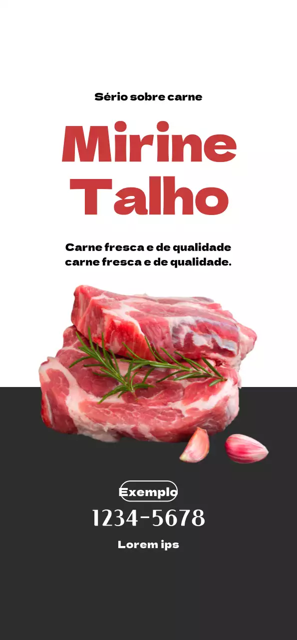 Promova o seu talho com um visual limpo, branco e cinzento