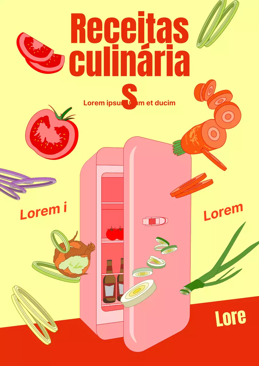 Promova receitas vibrantes e dinâmicas com pops de frigorífico vermelhos e amarelos