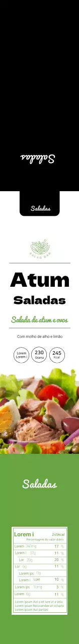 Rótulo de informação alimentar da salada verde preta limpa