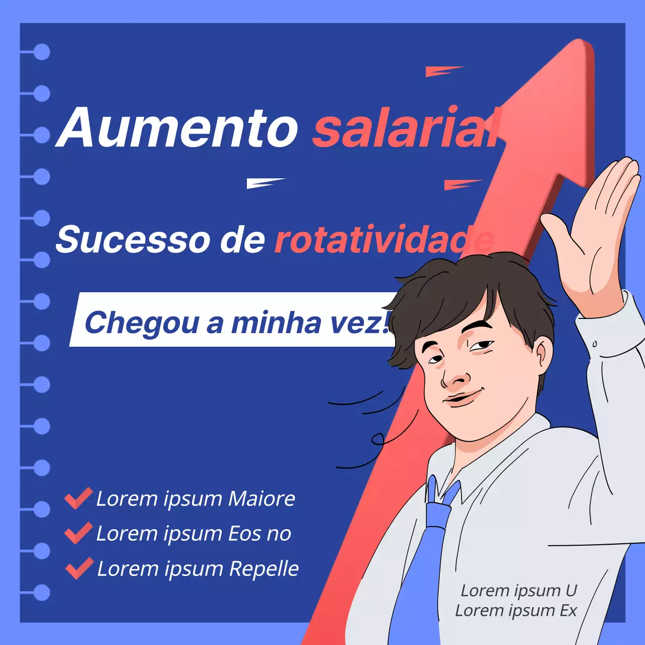 Promova as suas credenciais profissionais com destaques de texto em azul e vermelho