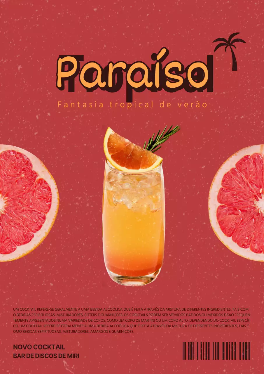 Promover um cocktail tropical em vermelho e verde