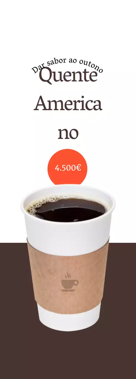 Promova o seu café em branco, contraste castanho