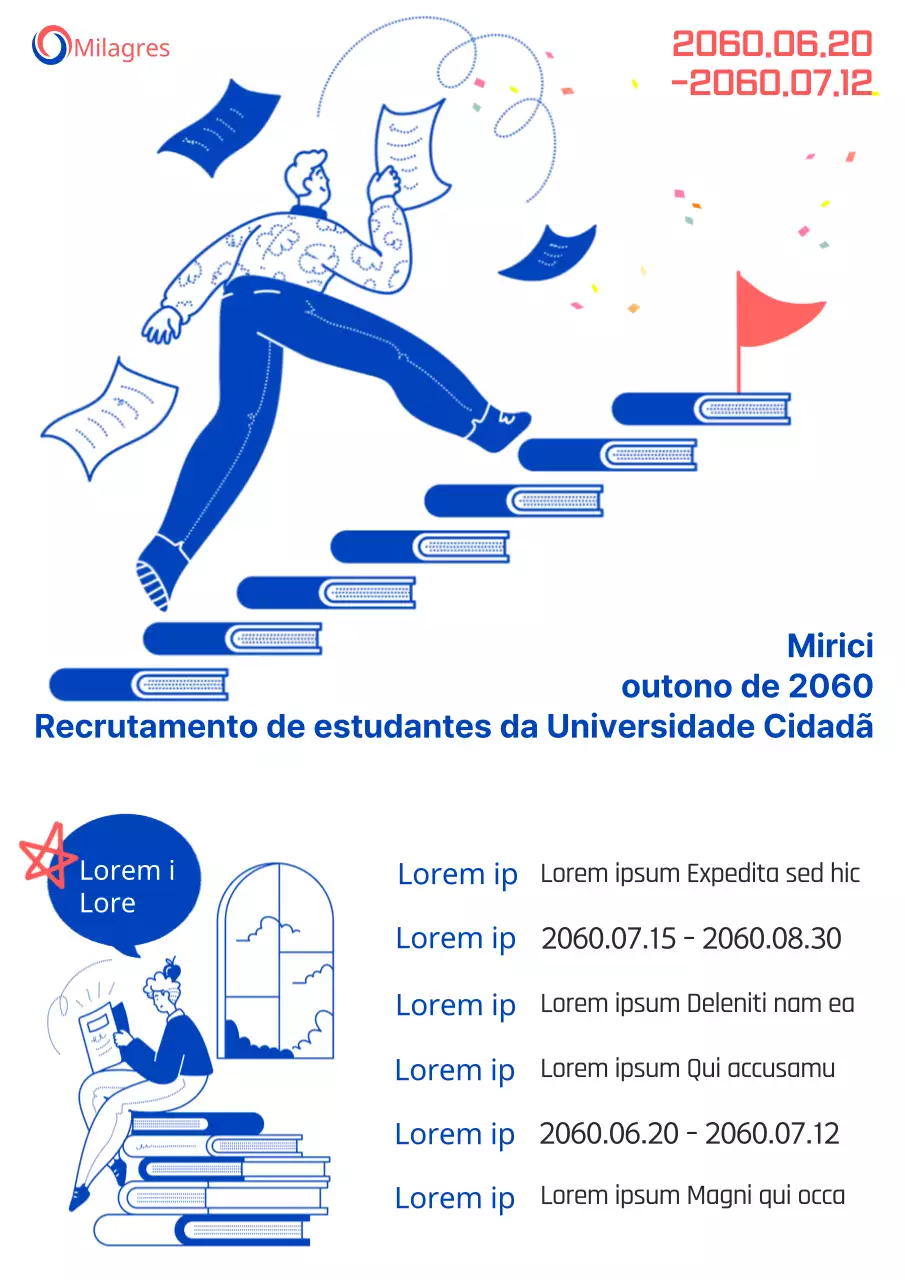 Anúncio de recrutamento do colégio cívico simples, branco e azul