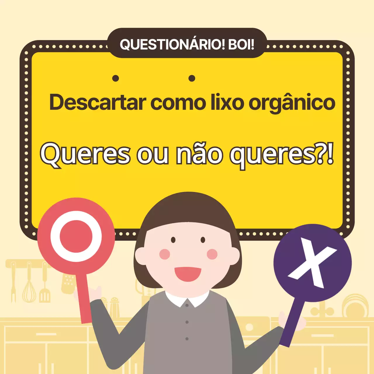 Teste ilustrado de perguntas e respostas sobre resíduos alimentares