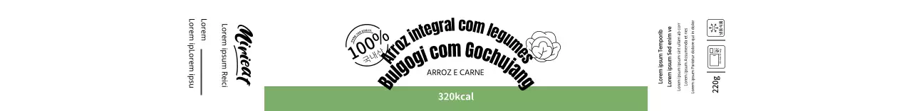 Rótulo alimentar de arroz instantâneo com ilustração simples verde e branca