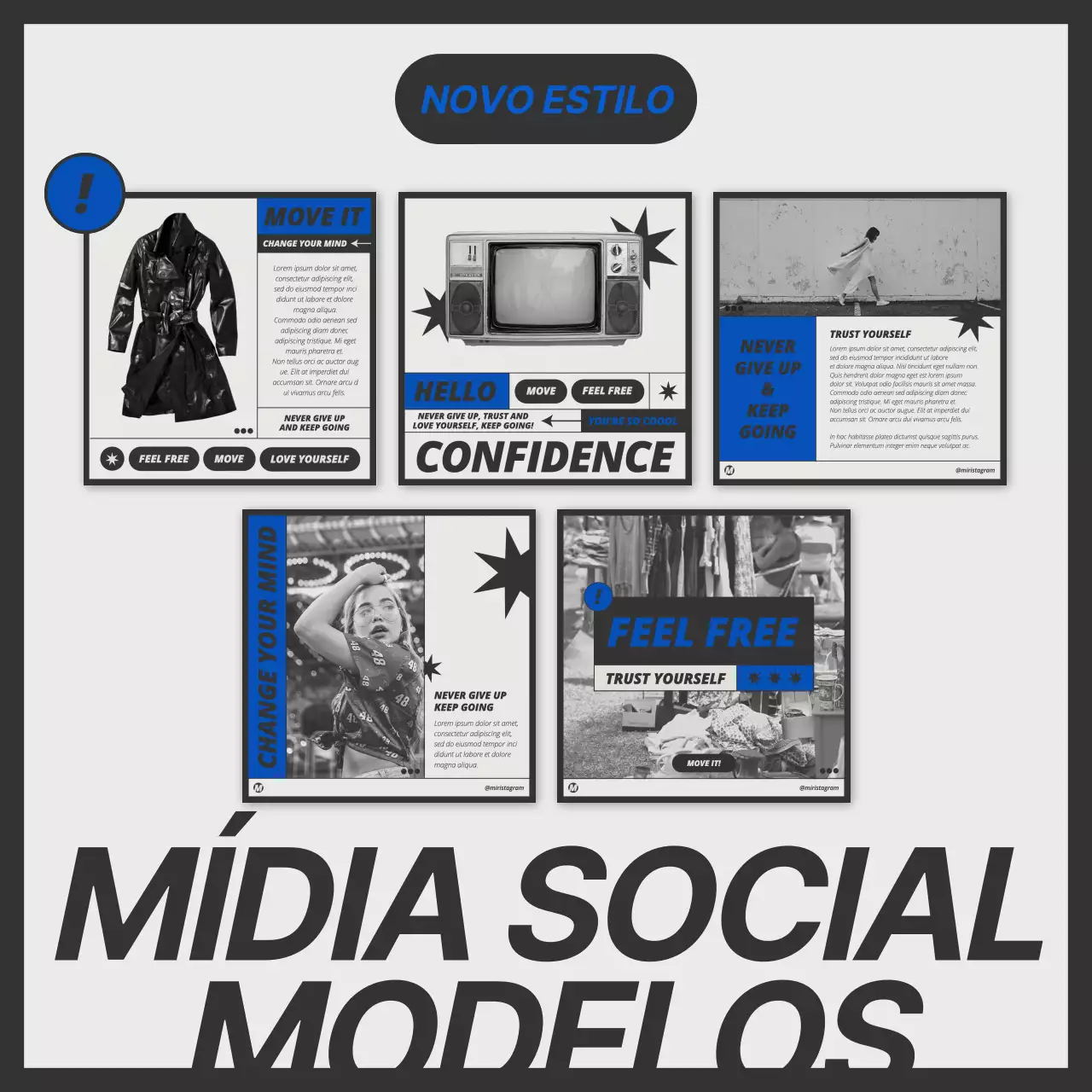 Um pacote de layout de conceito moderno em azul e preto