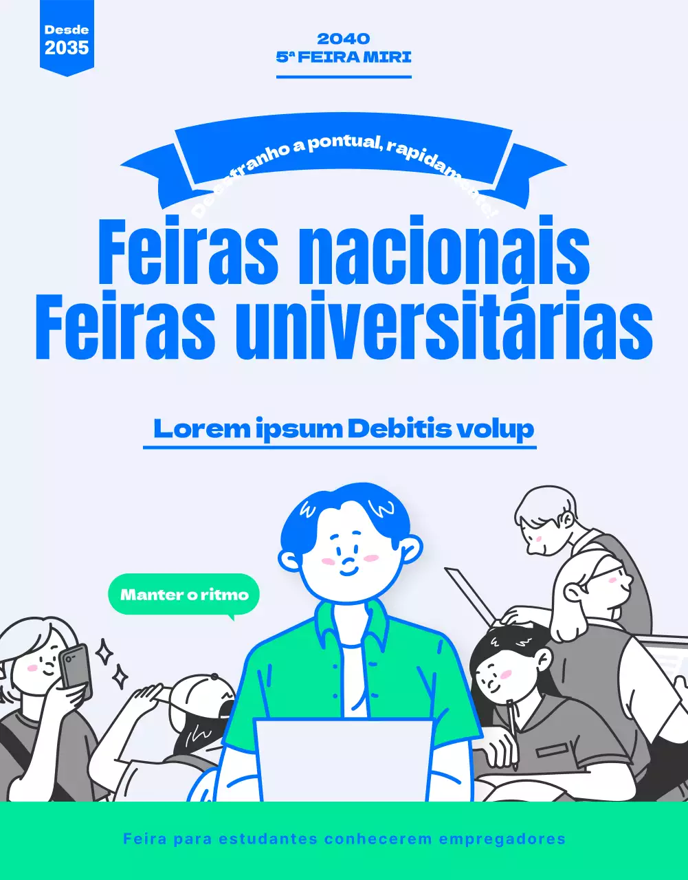 Uma feira de admissão universitária de cor azul, moderna e jovem (pormenores página)