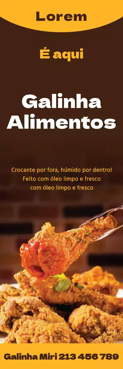Promover restaurantes de frango com contrastes de castanho e amarelo