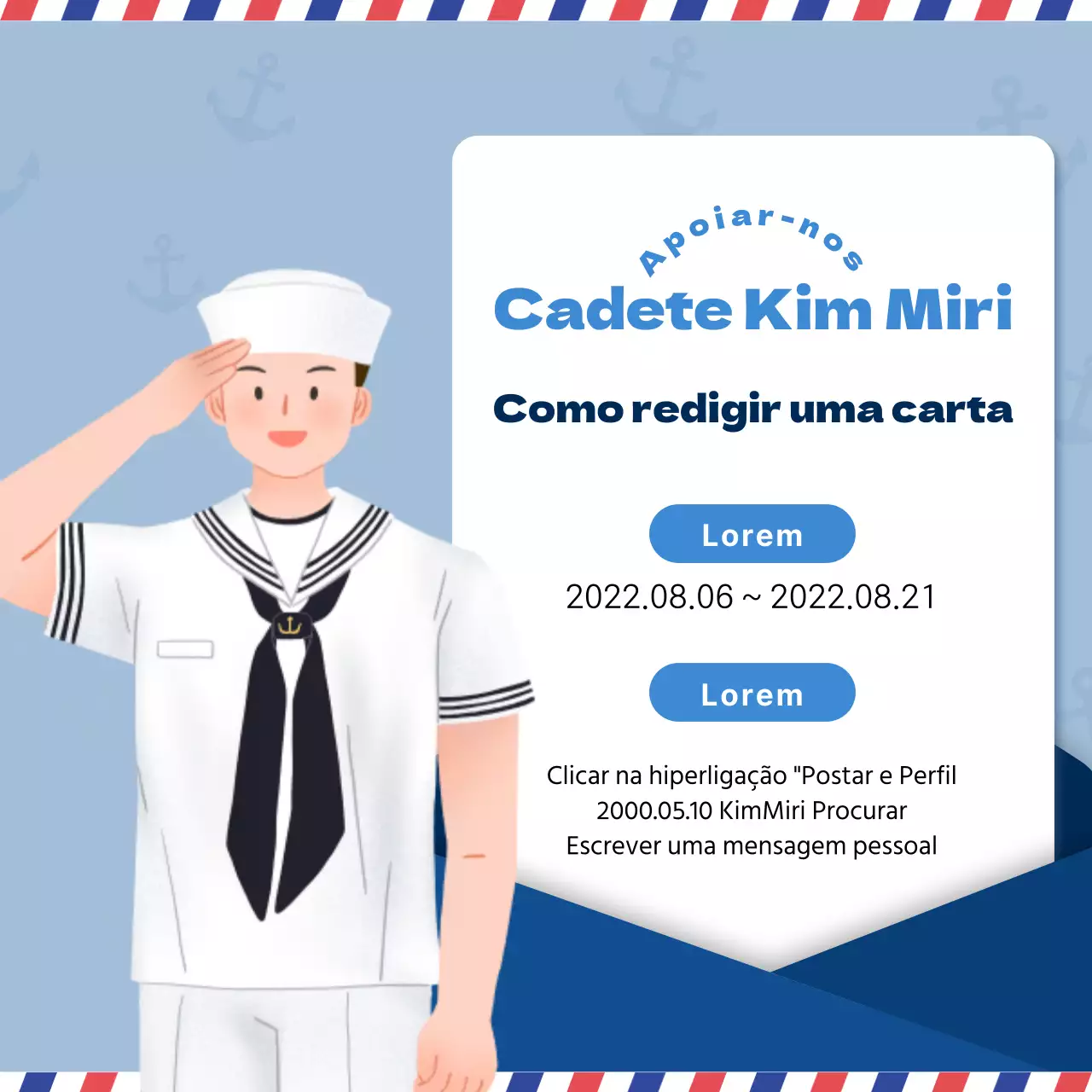Eis como escrever uma carta da Marinha em tons de azul
