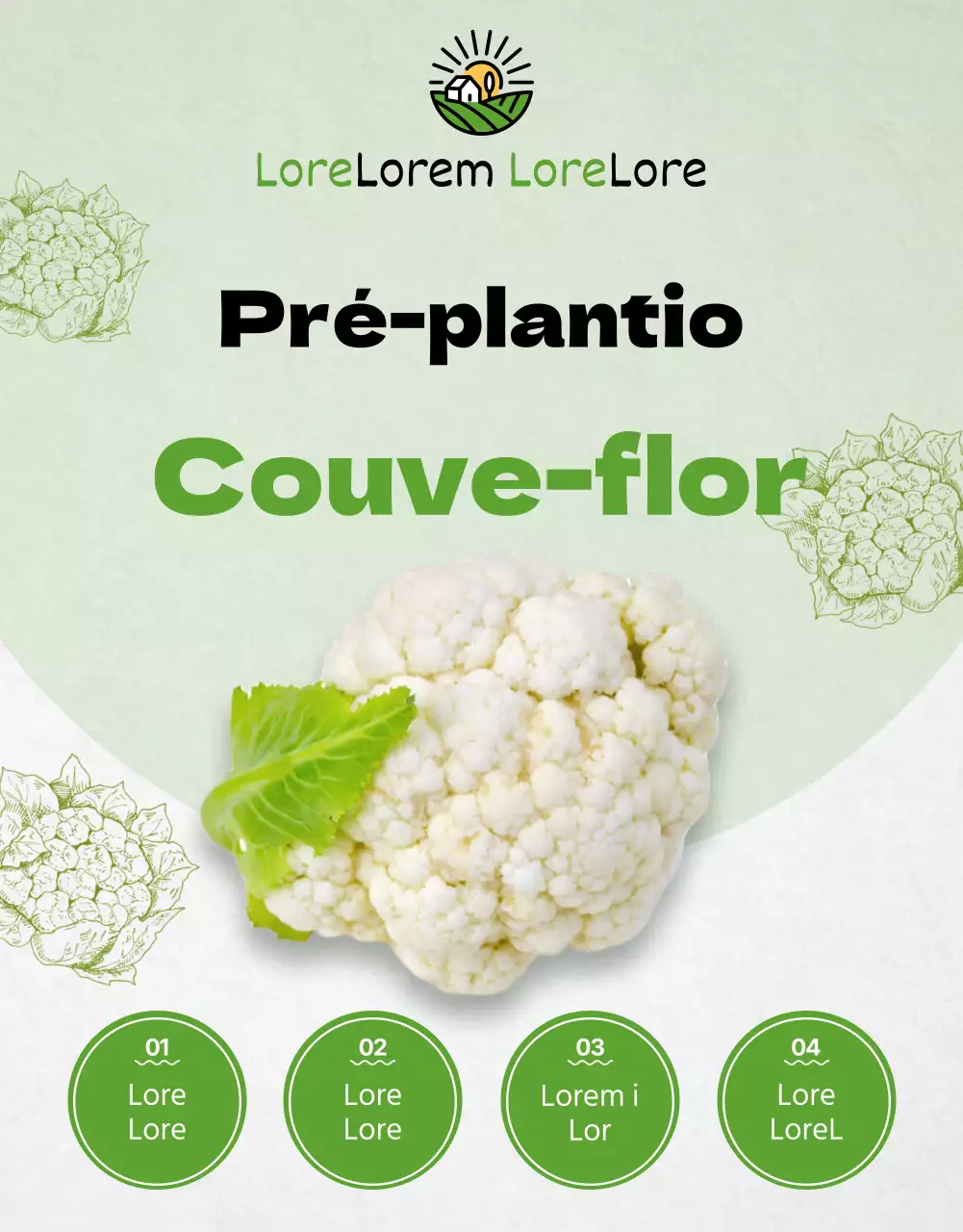 Couve-flor saudável com um tema verde chartreuse