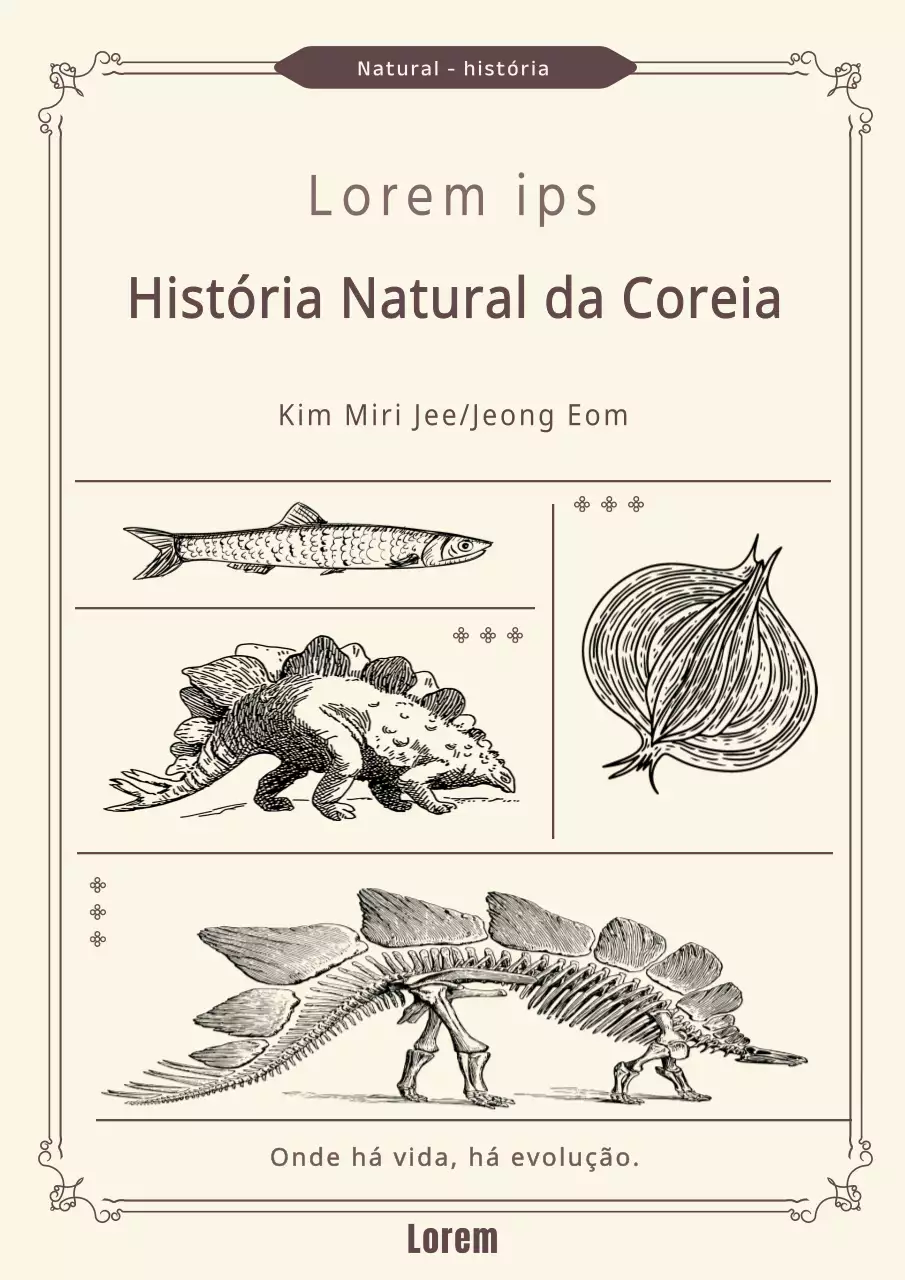 Capa de livro de história natural clássica em castanho
