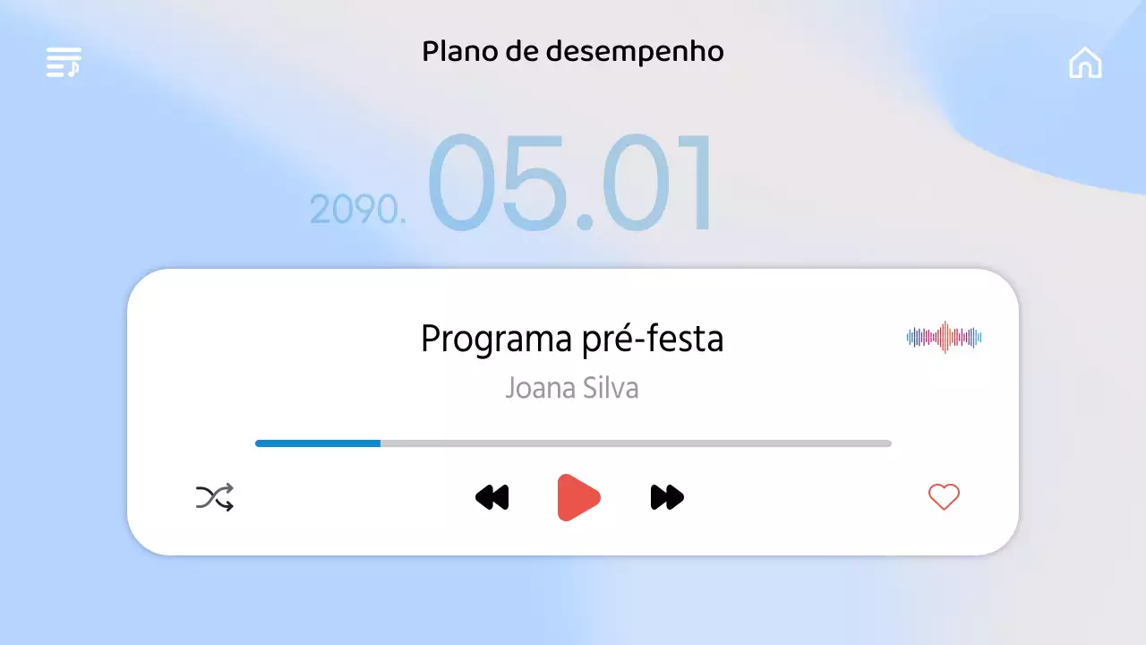 Uma brochura de concerto emocional com um estilo de IU de música com gradiente azul