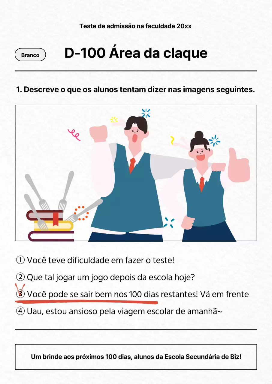 Cartaz de apoio aos SATs com conceito de papel de exame